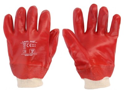 Mănuşi de protecţie roşii mărimea 10 bumbac PVC foto