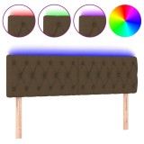 Cumpara ieftin Tablie de pat cu LED, maro inchis, 144x7x78/88 cm, textil