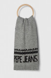 Pepe Jeans fular femei, culoarea gri, modelator