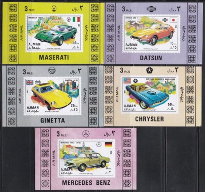 Ajman (Emiratele unite) 1971 - Mașini sport, 5 Colite NDT, MNH foto