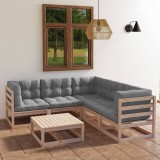 vidaXL Set mobilier de grădină cu perne, 6 piese, lemn masiv de pin 3076549