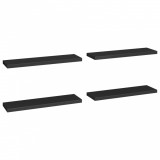 Rafturi de perete suspendate 4 buc., negru, 90x23,5x3,8 cm, MDF