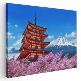 Tablou muntele Fuji si pagoda Chureito Japonia Tablou canvas pe panza CU RAMA 60x90 cm