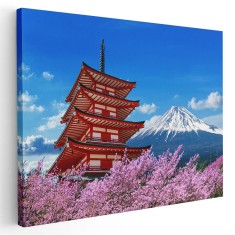 Tablou muntele Fuji si pagoda Chureito Japonia Tablou canvas pe panza CU RAMA 60x80 cm