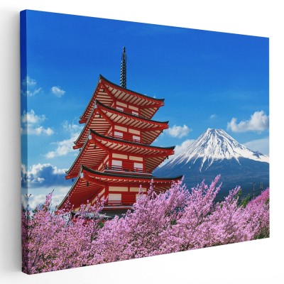 Tablou muntele Fuji si pagoda Chureito Japonia Tablou canvas pe panza CU RAMA 40x60 cm foto