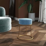 vidaXL Taburet rotund, albastru deschis, catifea