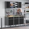 VidaXL Set banc de lucru, 7 piese, negru, oțel