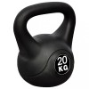 Kettlebell 20 kg vidaXL, Greutate tip bilă cu m&acirc;ner, Negru, Fitness, Gantere haltere, Beton acoperit cu plastic, Antrenament forță