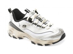 Pantofi sport SKECHERS alb-negru, D LITES, din material textil