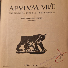 Apulum 7 partea 2 Argeologie Istorie Etnografie 1969