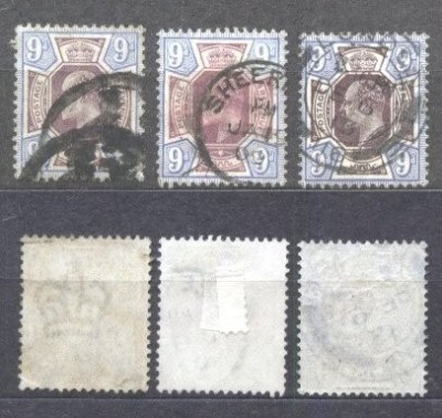 Great Britain 1902 Small lot 3 x King Edward VII 9P Mi.112A used AM.277 foto