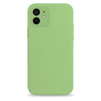 Husa din silicon compatibila cu iPhone 12 cu protectie la camera,silk touch, interior din catifea, Verde foto