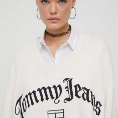 Tommy Jeans pulover femei, culoarea bej DW0DW16530
