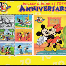 DB Disney Dominica Mickey Aniversare 70 de Ani MS MNH