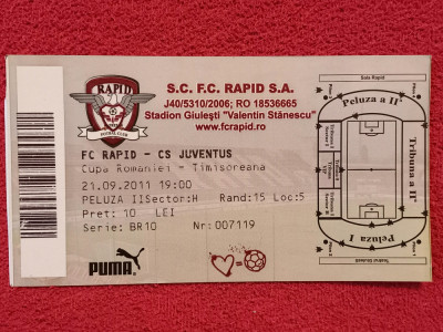 Bilet meci fotbal RAPID BUCURESTI - JUVENTUS BUCURESTI(Cupa Romaniei 21.09.2011) foto