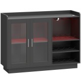 HOMCOM Dulap Port-Sticle cu Lumini LED RGB și Suport pentru 12 Sticle, Dulap pentru Vinuri cu Raft Reglabil și Uși cu &Icirc;nchidere Lentă din Sticlă pentr