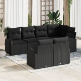 Gossi set de canapea de gradina cu 7 piese si perne, poliratan negru