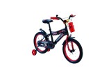 Bicicleta pentru copii, neagra, 16 , cu roti ajutatoare si sticla de apa rosie