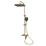 Set de dus premium din cupru, montaj pe perete, 3 functii, auriu mat