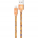 Cablu de date Tellur Graffiti TLL155611, USB-A, compatibil iPhone, 1m, Orange