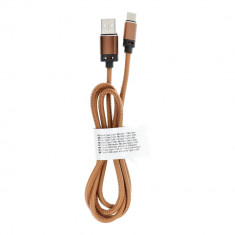 Cablu Date &amp; Incarcare Piele Tip C 3.0 (Maro Deschis) C183 1m