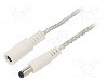 Cablu alimentare DC, DC 5,5/2,1 mufa, DC 5,5/2,1 soclu, transparent, 3m, BQ CABLE - DC.EXT.8210.0300