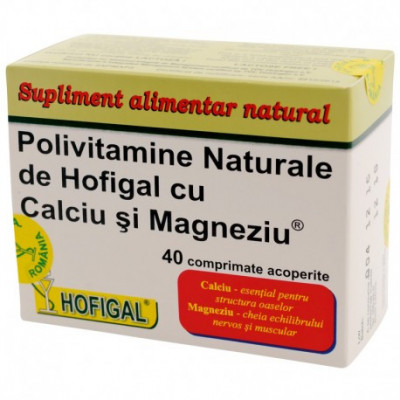 Polivitamine Naturale cu Ca si Mg Hofigal 40cpr foto