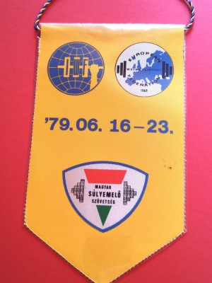 Fanion - Campionatul Mondial de Ridicare Greutati (Debretin-Ungaria 1979) foto