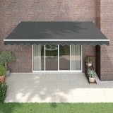 Copertina Retractabila Antracit 4x3m vidaXL, Aluminiu &amp; Poliester, Protectie UV, Montaj Perete, Terasa/Balcon