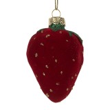 Cumpara ieftin Set 6 ornamente brad Craciun sticla catifea multicolora Capsuna 6x5x8 cm