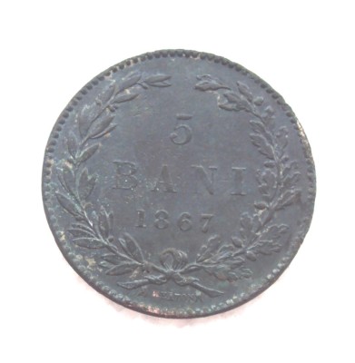 Moneda 5 BANI 1867 Heaton foto