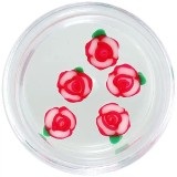 Decorațiuni unghii - flori acrilice, roșii și albe, INGINAILS