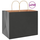 vidaXL Pungi de h&acirc;rtie 250 buc cu m&acirc;nere negre 32x22x24 cm