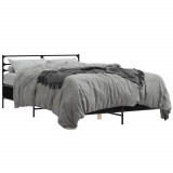 VidaXL Cadru de pat, negru, 140x190 cm, lemn prelucrat și metal