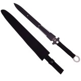 Cumpara ieftin Sabie Vanatoare IdeallStore Last Ronin, 68.5cm, Otel, Negru, Maceta cu Teaca, Cutit Anti-aderent