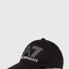 EA7 Emporio Armani șapcă de baseball din bumbac culoarea negru, cu imprimeu