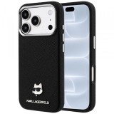 Husa MagSafe pentru Apple iPhone 18 Pro / 17 Pro, Karl Lagerfeld, Grained Karl Head's Metal, Neagra