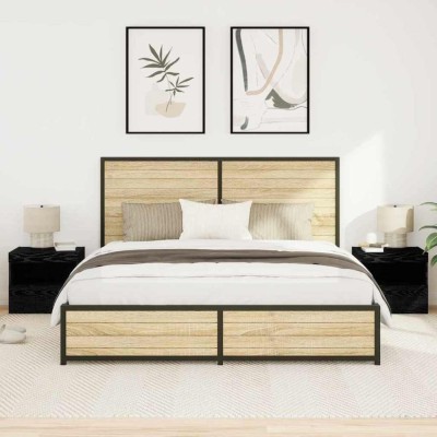 vidaXL Noptieră 2 pcs Stejar negru 50 x 40 x 45 cm Lemn compozit 862185 foto