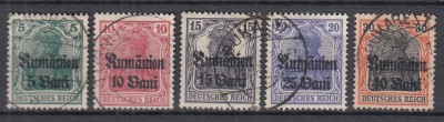 ROMANIA 1918 POSTA GERMANA SUPRATIPAR RUMANIEN SERIE STAMPILATA foto