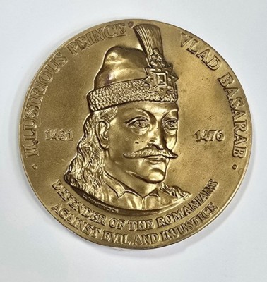 Vlad Tepes, Madalie din bronz, Semnata C Dumitrescu, 1993 foto