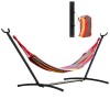 Hamac Bumbac cu Suport Otel ART, Husa, Multicolor Dungi, 200x150cm, Reglabil, 150kg, Portabil