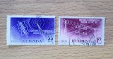 Pereche 2 Timbre Romania 1957 Conferinta Telecomunicatiilor Moscova Stampilate - RO1