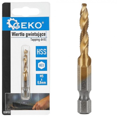 Burghiu HSS HEX pentru filetat M5 x 0.8 mm, Geko G38132 foto