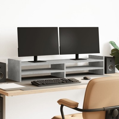 Suport de monitor, gri beton, 100x27x20 cm, lemn prelucrat foto