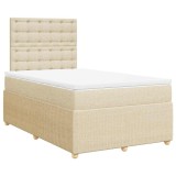 Cumpara ieftin Pat box spring cu saltea, crem, 120x200 cm, textil