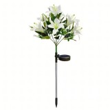 Cumpara ieftin Lampa solara alba 70 cm cu flori de crin si iluminare LED