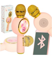 Microfon Karaoke pentru copii, Bluetooth, Lumina RGB, Functie Efecte voce, Culoare Roz foto