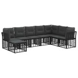 vidaXL Set de canapele de exterior cu pernă 8 pcs Negru Poliester 3437533