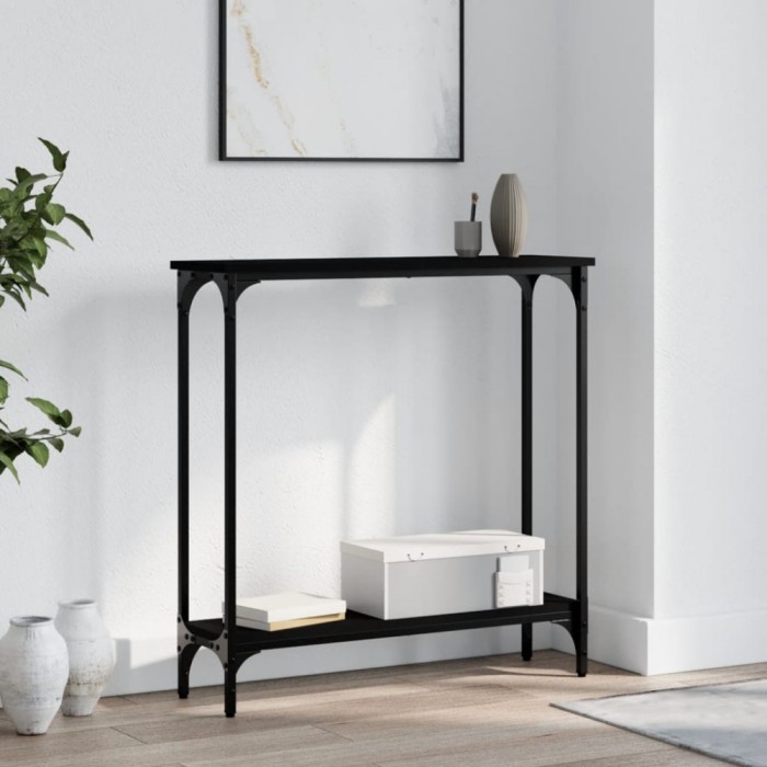 vidaXL Masă consolă, negru, 75x22,5x75 cm, lemn prelucrat 834020