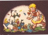 Ilustratie cu o fetita mirata de papusa stricata (necirculata)